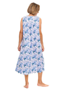 Blue Floral Gathered Nightgown