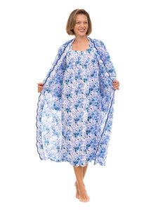 Blue Floral Gathered Nightgown