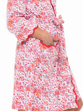 Load image into Gallery viewer, Pink Floral Pima Knit Short Classic Robe
