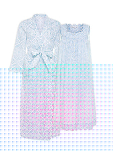 Ice Blue Filigree Bundle: Classic Robe + Gathered Nightgown