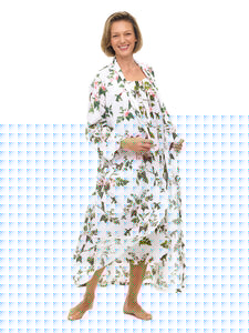 White Hummingbird Gathered Nightgown