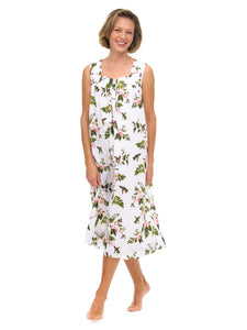 White Hummingbird Gathered Nightgown