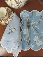 Load image into Gallery viewer, Pale Blue Gardenia Cork Backed Scalloped Placemats (set of 4)
