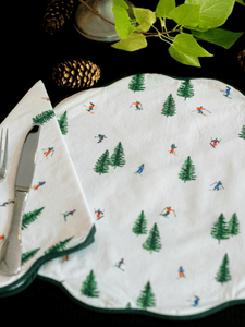 Ski Print Scalloped Napkin and Placemat (set of 4)