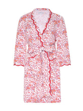 Load image into Gallery viewer, Pink Floral Pima Knit Short Classic Robe
